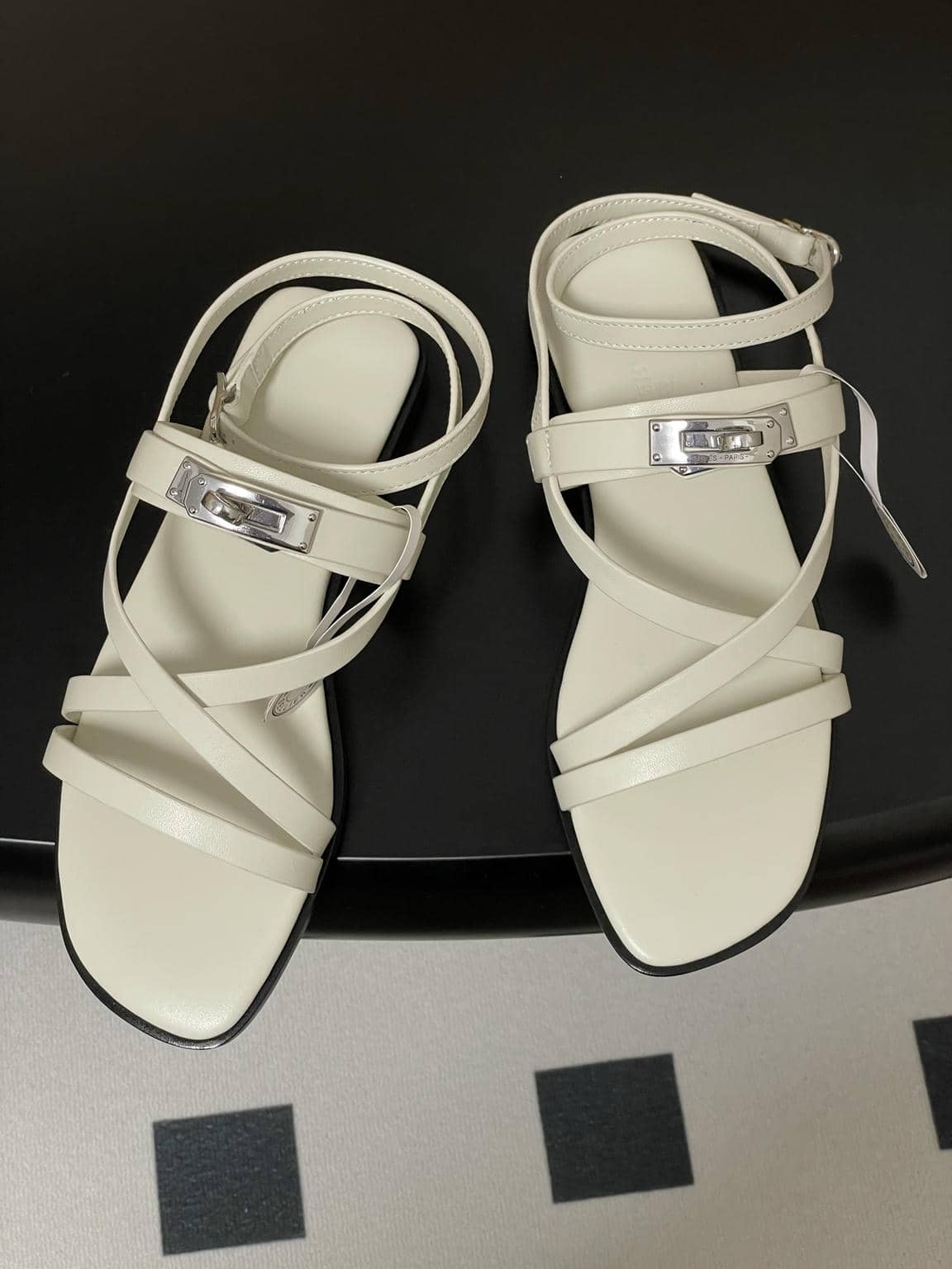 Hermes Kelly Buckle Thin-Strap Gladiator Sandals-6